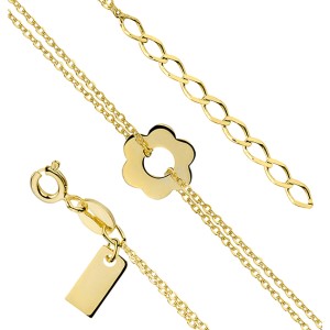 Bratara argint Floare cu lantisor dublu placata cu aur galben DiAmanti R0084_2B-DIA (Argint 925‰ 1,6 g.)